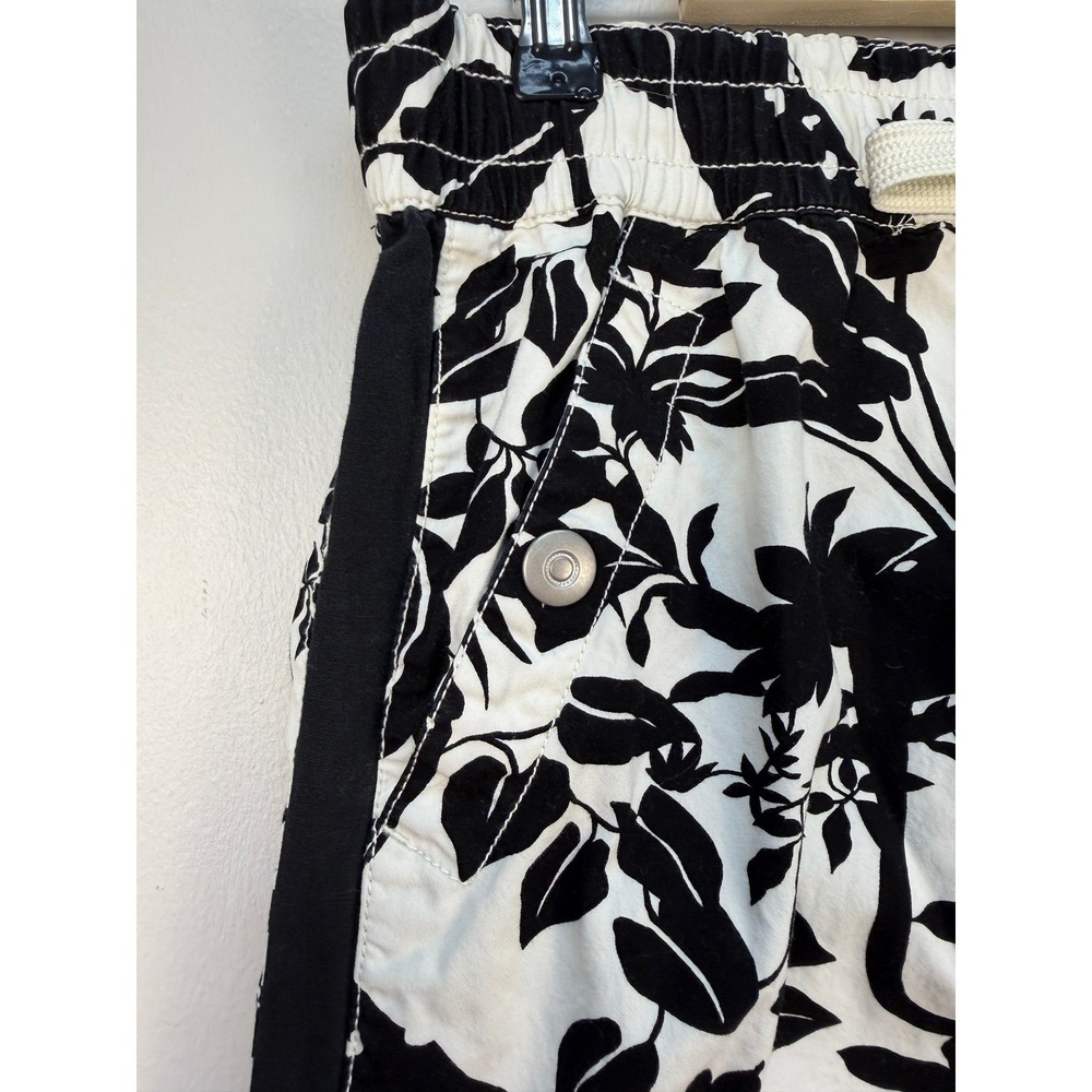 Maeve Anthropologie Tenley Twill Track Pants L Women Black White Panther Cat - Picture 6 of 16